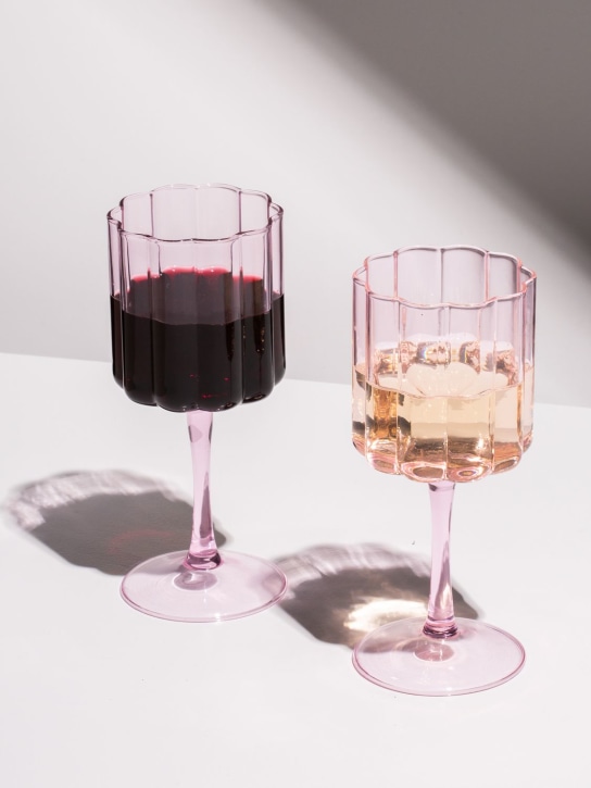 FAZEEK: Set of 2 Wave wine glasses - Rosa - ecraft_1 | Luisa Via Roma