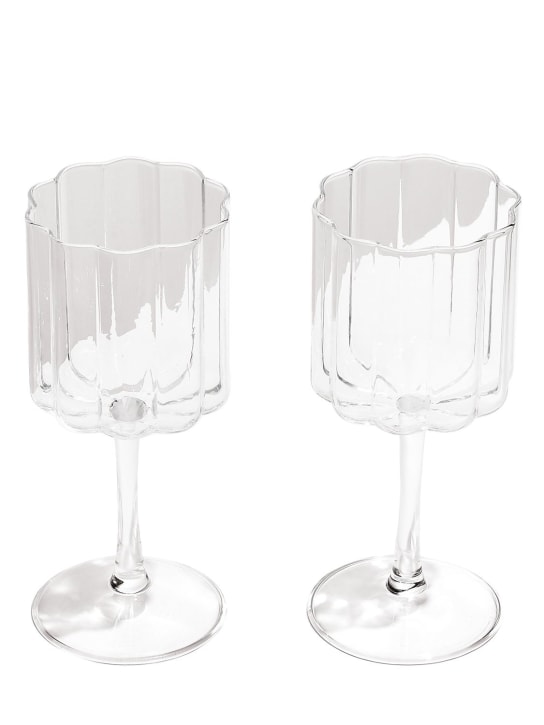 FAZEEK: Set of 2 Wave wine glasses - Şeffaf - ecraft_0 | Luisa Via Roma