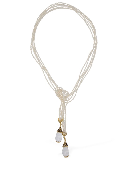 Zimmermann: Faux pearl rope lariat necklace - women_0 | Luisa Via Roma