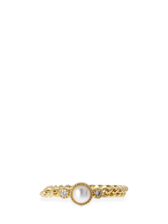 Zimmermann: Collage fine chain & faux pearl ring - Oro/Cristallo - women_0 | Luisa Via Roma