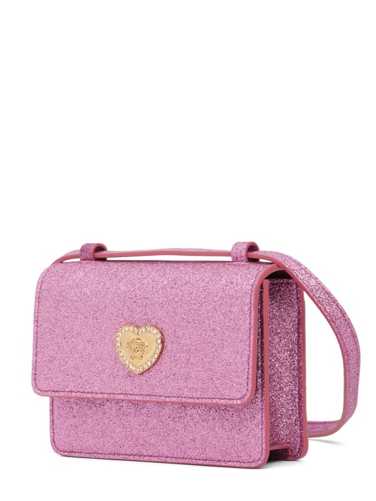 Versace: Glittered shoulder bag w/Medusa appliqué - Dark Pink - kids-girls_1 | Luisa Via Roma