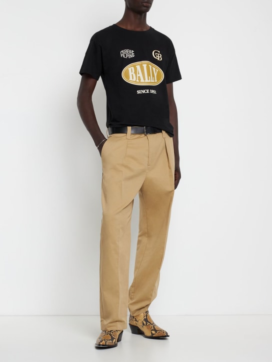 Bally: Logo cotton t-shirt - Black - men_1 | Luisa Via Roma
