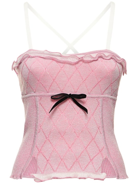 Cormio: Heidi天鹅绒缎带细节混棉上衣 - 粉色 - women_0 | Luisa Via Roma