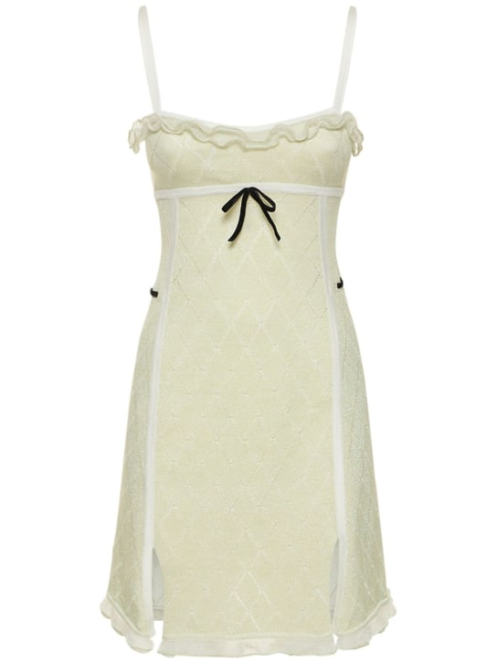 Cormio: Vestido corto de seda fruncido estampado - Verde Claro - women_0 | Luisa Via Roma