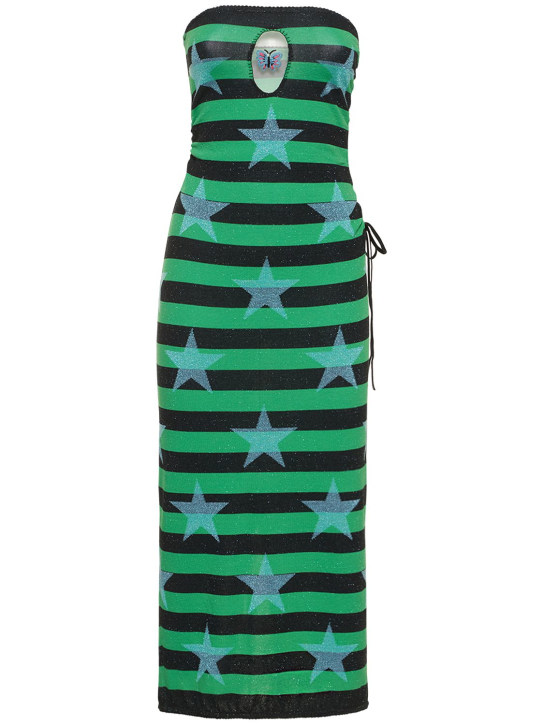 Cormio: Vestito midi Tube Vanissé arricciato - Verde/Nero - women_0 | Luisa Via Roma
