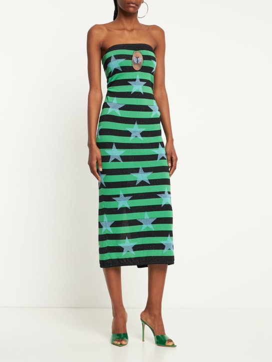 Cormio: Vestito midi Tube Vanissé arricciato - Verde/Nero - women_1 | Luisa Via Roma