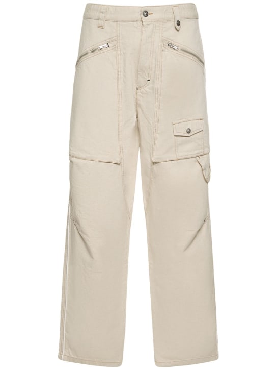 Marant: Cotton blend cargo pants - Ecru - men_0 | Luisa Via Roma