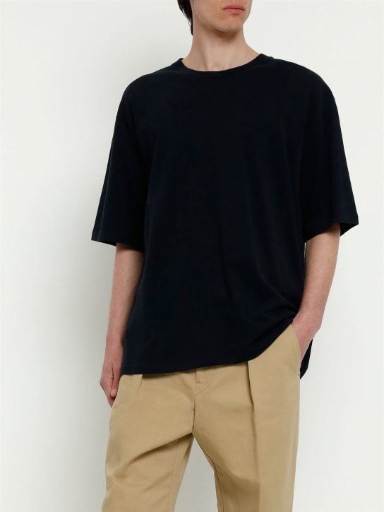 Marant: T-shirt oversize en jersey de coton imprimé logo - Noir - men_1 | Luisa Via Roma