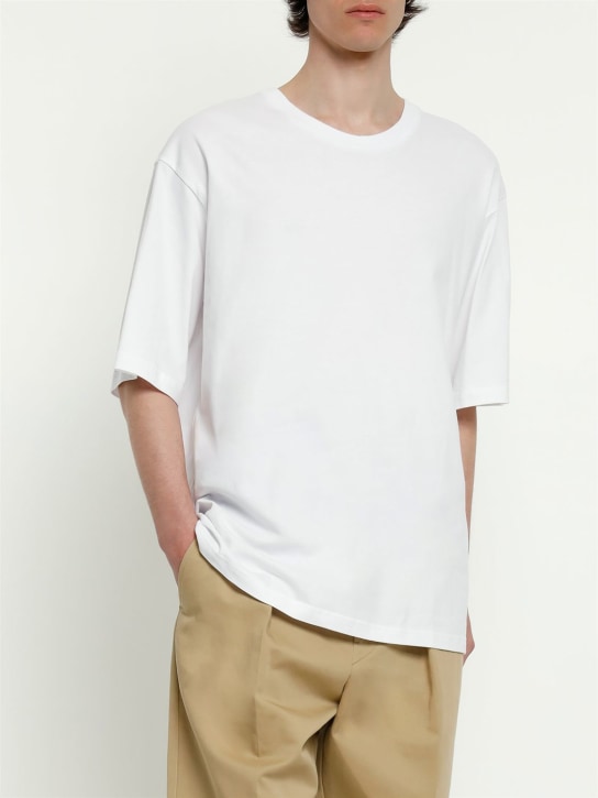 Marant: Camiseta oversize de jersey de algodón estampada - Blanco - men_1 | Luisa Via Roma