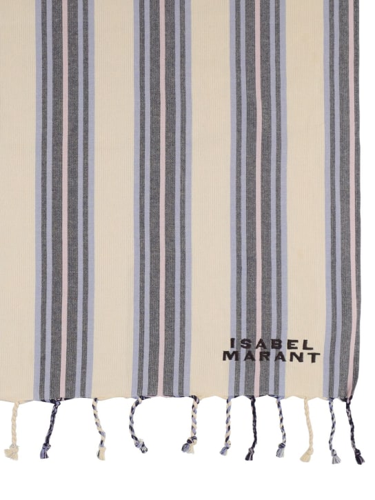 Marant: Striped cotton beach towel - Ecru/Blue - men_1 | Luisa Via Roma