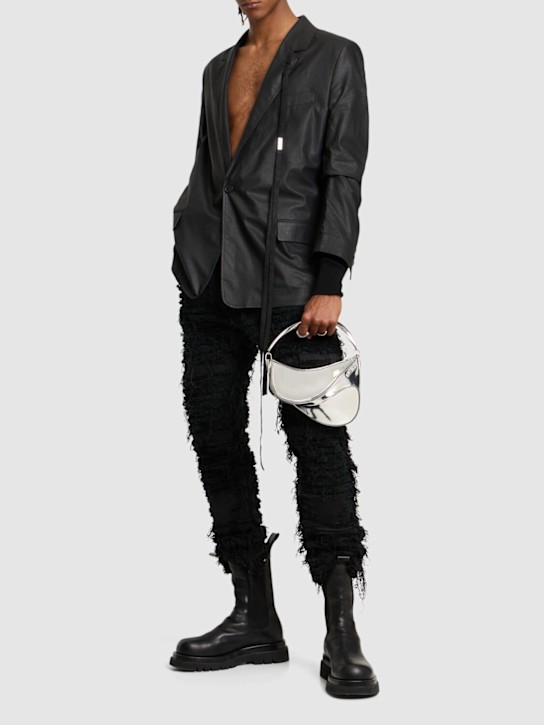 MUGLER: Spiral metallic pouch - Silver - men_1 | Luisa Via Roma