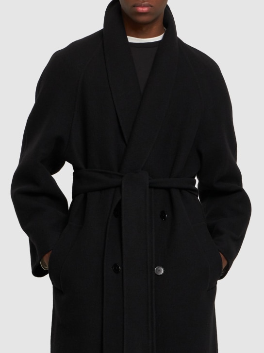 The Row: Ferro double felted wool coat - Black - men_3 | Luisa Via Roma