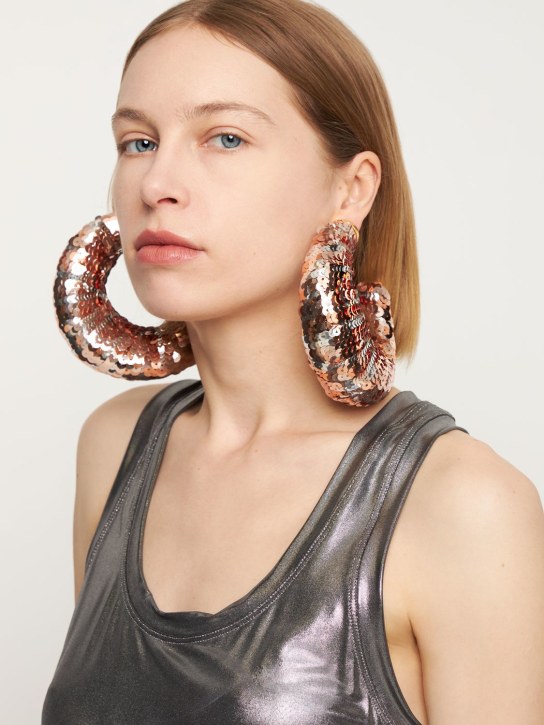 Tom Ford: Croissant sequined big hoop earrings - Bronze - women_1 | Luisa Via Roma