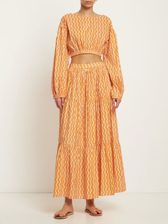 Maria de la Orden: Muna wave print cotton voile crop top - Multicolor - women_1 | Luisa Via Roma