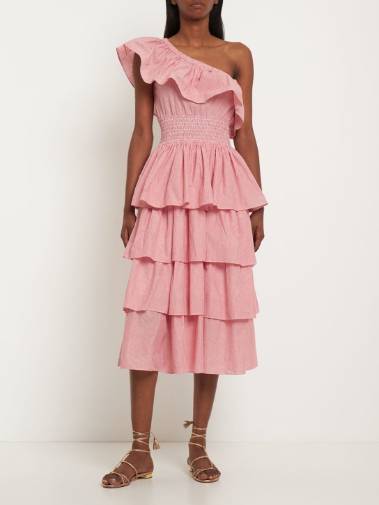 Carmen ruffled striped poplin dress - Thumbnail 2