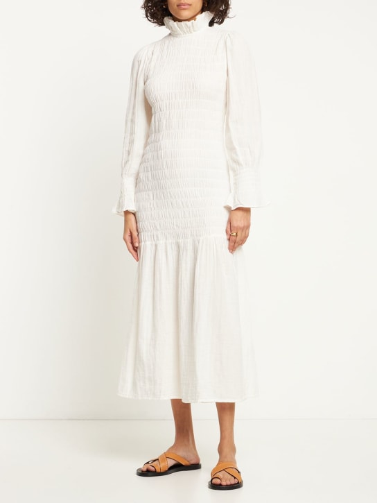Maria de la Orden: Vestido midi fruncido - Blanco - women_1 | Luisa Via Roma