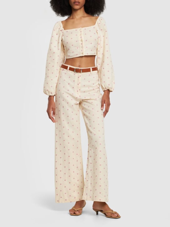 Maria de la Orden: Crop top Cannes in tela con ricami - Off White - women_1 | Luisa Via Roma