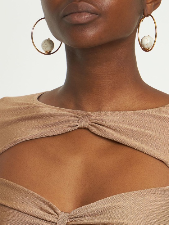 Destree: Sonia large hoop earrings - Altın/Beyaz - women_1 | Luisa Via Roma