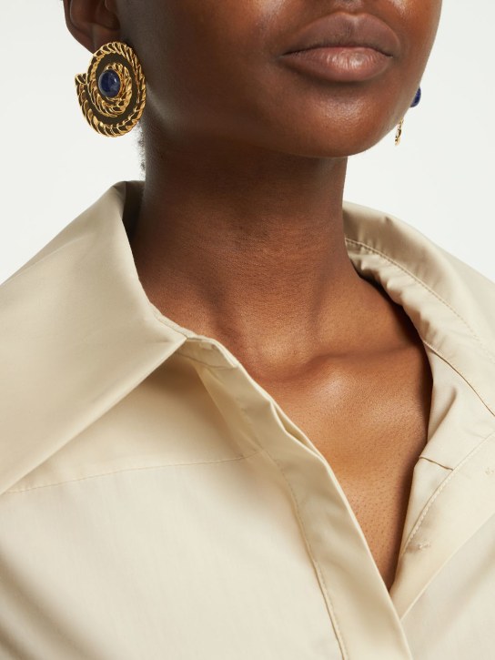 Destree: Sonia Shell clip-on earrings - Blue/Gold - women_1 | Luisa Via Roma