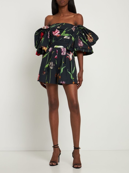 Oscar De La Renta: Flower printed poplin short jumpsuit - Bunt - women_1 | Luisa Via Roma