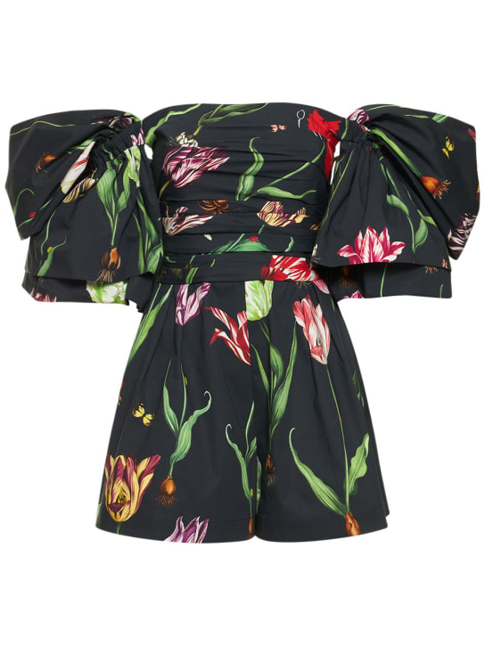Oscar De La Renta: Flower printed poplin short jumpsuit - Bunt - women_0 | Luisa Via Roma