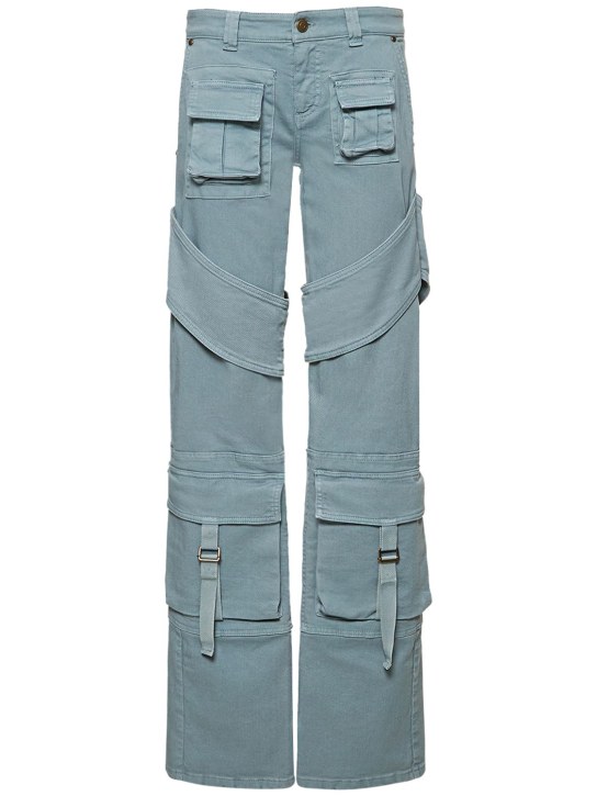 Blumarine: LVR Exclusive canvas cargo pants - Light Blue - women_0 | Luisa Via Roma