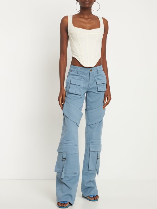Blumarine: LVR Exclusive canvas cargo pants - Light Blue - women_1 | Luisa Via Roma