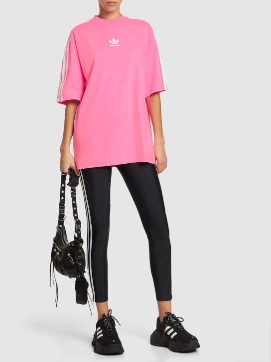 Balenciaga: T-shirt medium fit en coton adidas - Rose Fluo - women_1 | Luisa Via Roma