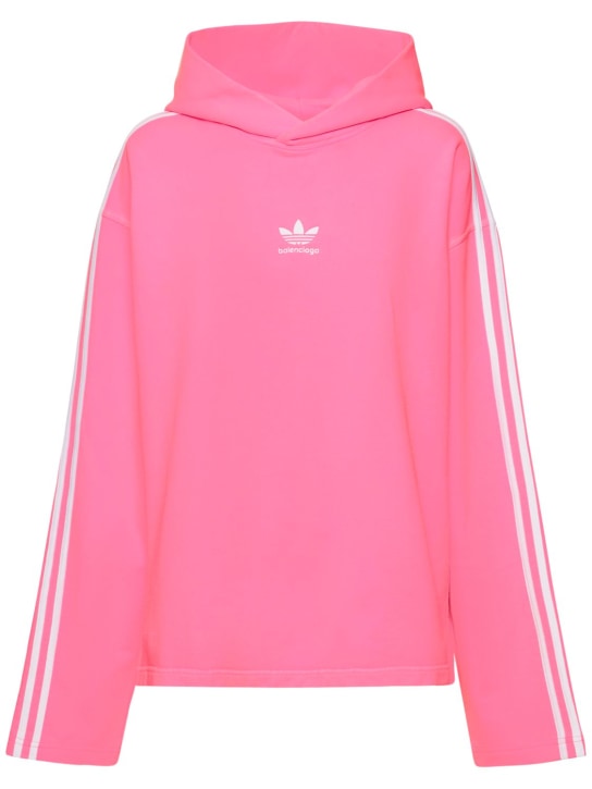 Balenciaga: Adidas cotton hoodie - Neon Pink - women_0 | Luisa Via Roma