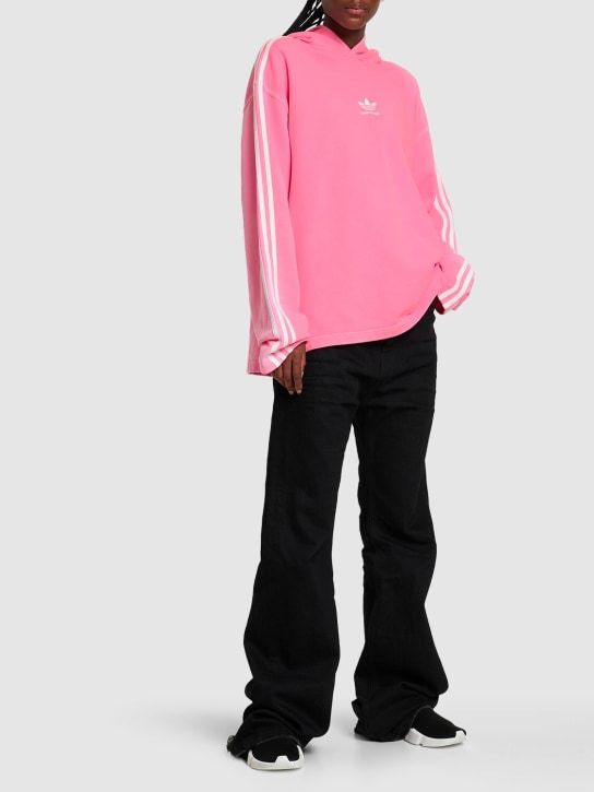 Balenciaga: Sweat-shirt en coton à capuche Adidas - Rose Fluo - women_1 | Luisa Via Roma