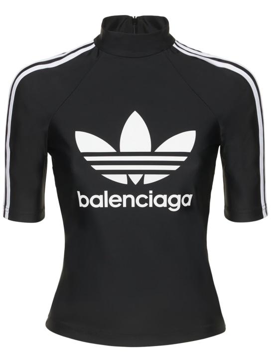Balenciaga: Adidas Athletic 반팔 스판덱스 탑 - 블랙 - women_0 | Luisa Via Roma
