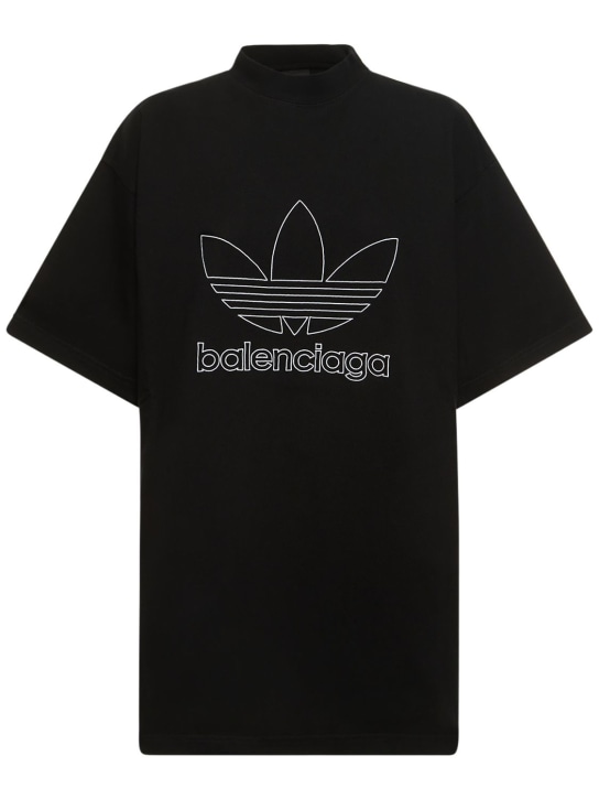 Balenciaga: T-shirt oversize en coton Adidas - Noir/Blanc - women_0 | Luisa Via Roma