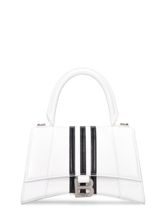 Balenciaga: Petit sac porté épaule en cuir Hourglass - Blanc Optique - women_0 | Luisa Via Roma
