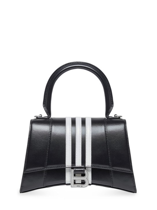 Balenciaga: Petit sac porté épaule en cuir Hourglass - Noir/Blanc - women_0 | Luisa Via Roma