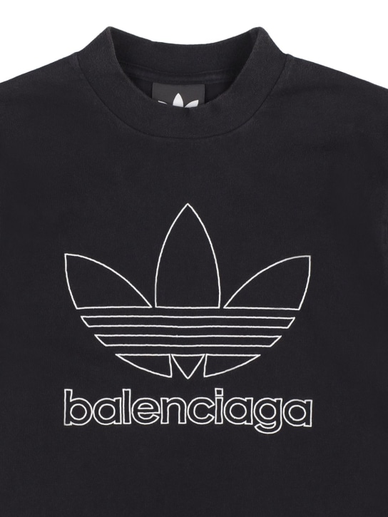 Balenciaga: Camiseta de algodón jersey - Negro/Blanco - kids-boys_1 | Luisa Via Roma