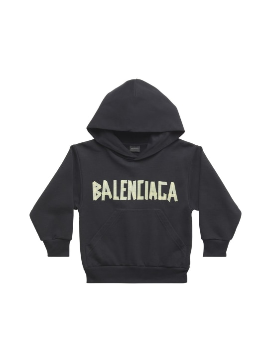 Balenciaga: Sweat-shirt en coton à capuche - Noir Délavé - kids-girls_0 | Luisa Via Roma