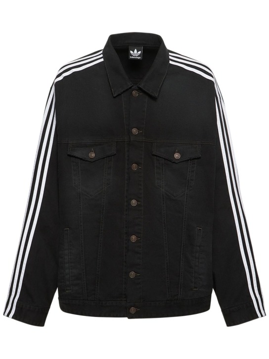 Balenciaga: Adidas cotton denim jacket - Siyah - men_0 | Luisa Via Roma