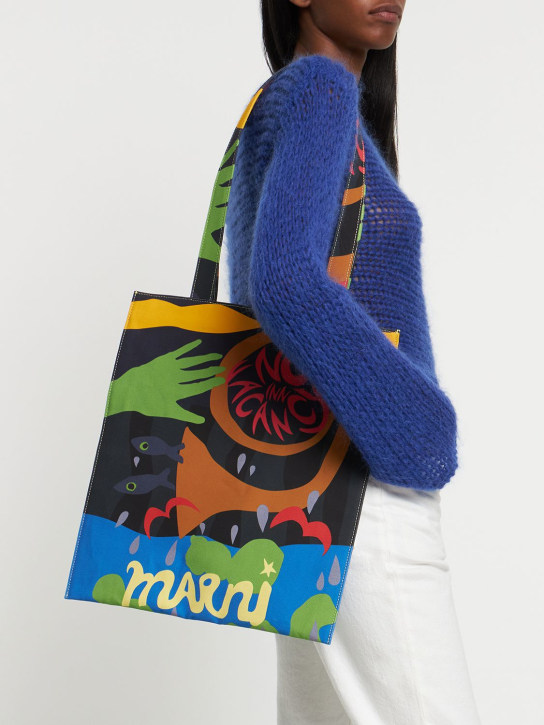 Marni: Flat printed tote bag - Neptune - women_1 | Luisa Via Roma