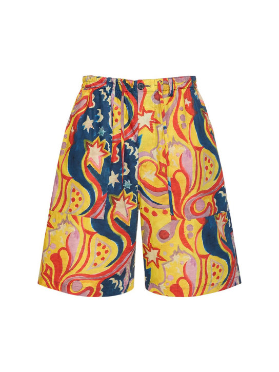 Marni: Printed cotton shorts - Royal - men_0 | Luisa Via Roma