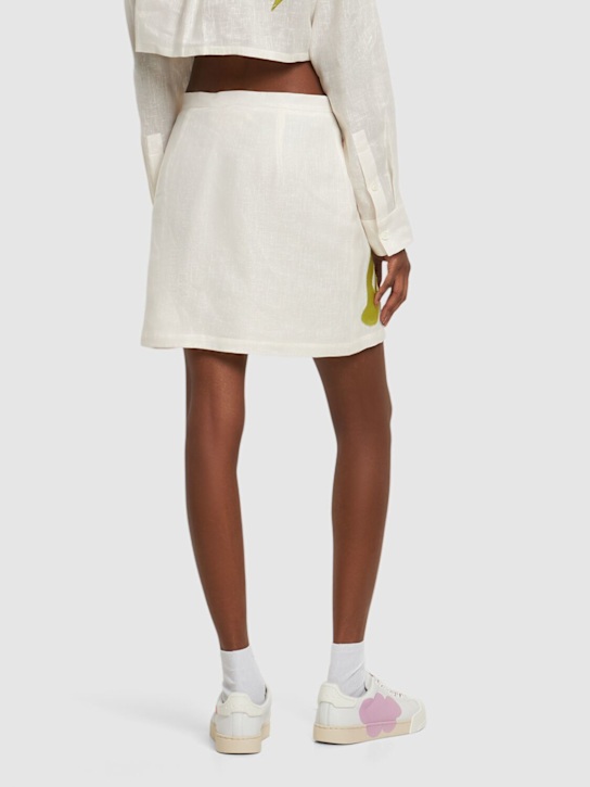 Marni: Embroidered linen blend mini skirt - White - women_2 | Luisa Via Roma