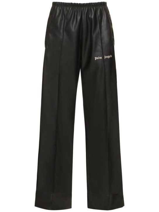 Palm Angels: Pantalon de survêtement loose effet cuir - Noir/Multi - women_0 | Luisa Via Roma