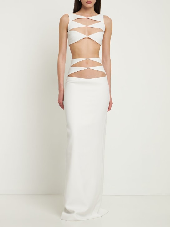 Mônot: LVR Exclusive crepe cutout long dress - White - women_1 | Luisa Via Roma