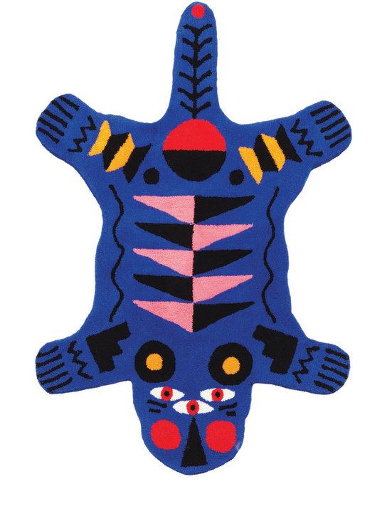 Qeeboo: Oggian Blue Panther M rug - Azul/Multicolor - ecraft_0 | Luisa Via Roma
