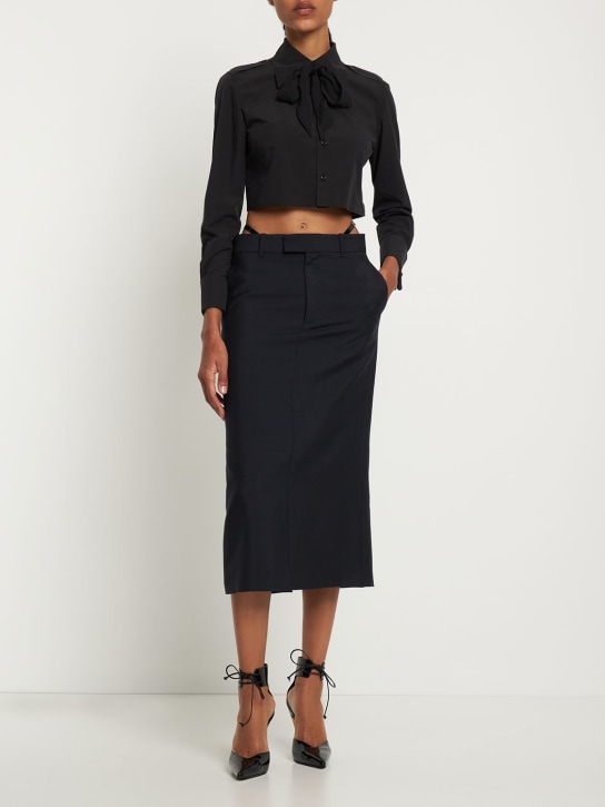 Gucci: Wool blend pencil skirt - Mavi - women_1 | Luisa Via Roma