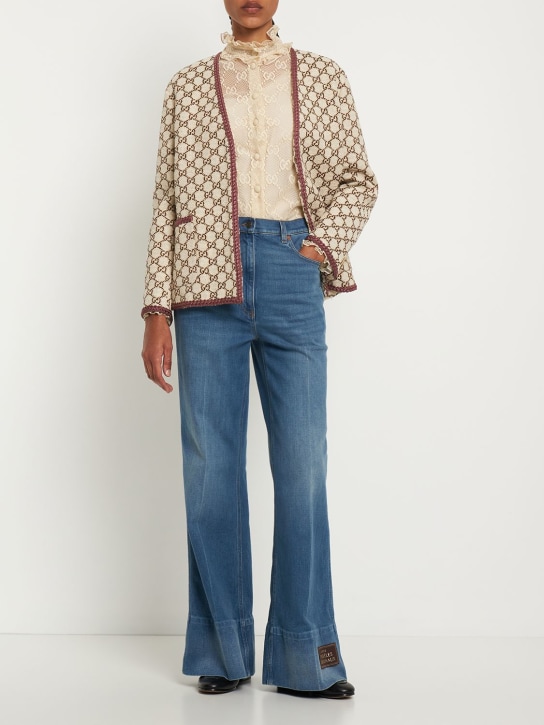 Gucci: Maxi GG canvas wool blend tweed jacket - Beige/Braun - women_1 | Luisa Via Roma