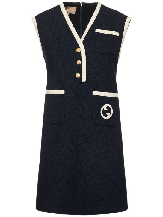 Gucci: Vestido mini de tweed de mezcla de lana - Admiral Dk Blue - women_0 | Luisa Via Roma