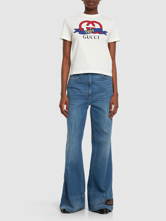 Gucci: Cotton jersey t-shirt - Sunlight/White - women_1 | Luisa Via Roma