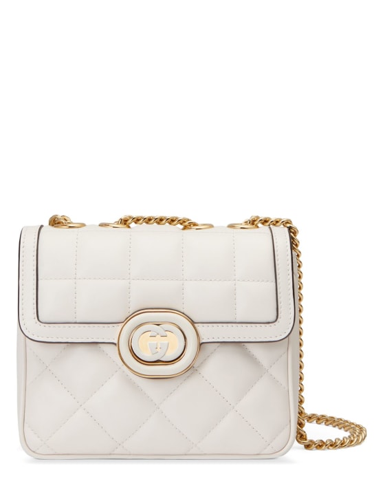 Gucci: Mini Gucci Deco leather shoulder bag - Mystic White - women_0 | Luisa Via Roma