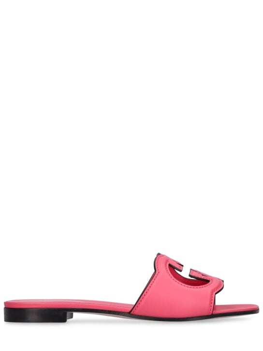 Gucci: 10mm Interlocking G cut-out slide sandal - Pembe - women_0 | Luisa Via Roma
