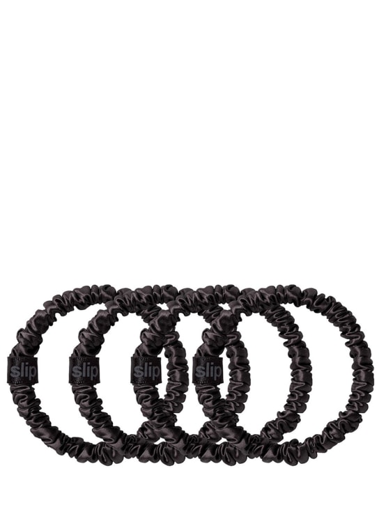 Slip: Set de 4 scrunchies delgados de seda - Negro - beauty-women_0 | Luisa Via Roma